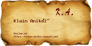 Klain Anikó névjegykártya